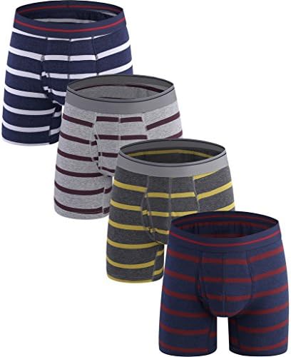 Emil Comfort Stripe Boxer Briefs Cotton Colorful mens underwear 4 Packs Small