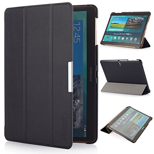 iHarbort® Samsung Galaxy Tab S 10.5 Hülle Case - Ultra Slim Leder Tasche Hülle Etui Schutzhülle Für Samsung Galaxy Tab S 10.5 Zoll T800 Case Holder mit automatischer Weckfunktion (Galaxy Tab S 10.5, Schwarz)