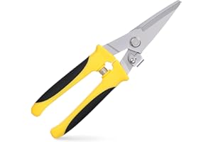 DIVINA VITAE Aviation Tin Snips 8 Inch Heavy Duty Metal Cutter with Safety Lock Straight Metal Snips with Stainless Steel Blade & Comfortable Grips for Cutting Cardboard, Thin Iron, Cable Wire, DIY Projects