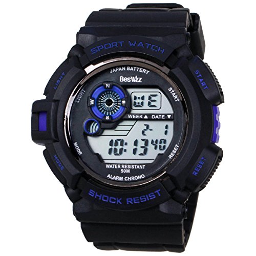 BesWlz Kinder und Jugendliche Uhr Digital Quarz mit Plastik Armband Alarm 0313