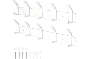 Sarsumir Perchero Pared Blanco Perchero Puerta Con 5 Ganchos Para Colgar Abrigos, Sombreros, Ropa, Bufandas - 2 piezas