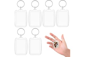 ZELHYEUU Porte-clés Photo en Acrylique avec Insert Image, Trousseau Transparent - Lot de 6 (48 X 33 X 5 mm)