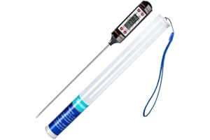 SQUADO® Termometro Cucina, Digitale Termometro per Carne a Lettura Istantanea con Sonda Super Lunga da 15 cm e Display LCD per Alimenti Carne Barbecue Vino Latte Olio Dessert Cibo Acqua Grill