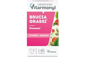 Brucia Grassi - Drenante - Integratore Alimentare a base di Tè Verde e Guaranà per il Controllo del Peso - Formula con Doppia Concentrazione - Confezione da 45 Capsule - Vitarmonyl