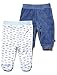 M&Co Baby Boy Newborn Cotton Car Print And Velour Comfort Jogger Trousers - 2 Pack Mid Blue 0/3 Mnths