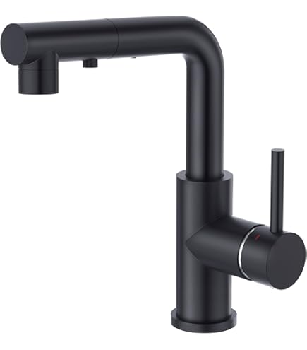 AquaSu® Limited 87027 6 Robinet De Cuisine Pour évier | Robinet D'évier Avec Bec Rotatif | Cartouche En Céramique | Robinet Haute Pression | Laiton | Noir Mat | 87027 6