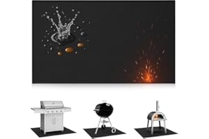 HEAT OUTDOOR LIVING HEAT Tapis de barbecue pour barbecue à gaz, diamètre : 100 cm, pour charbon de bois, tapis de barbecue, tapis de barbecue, accessoires de barbecue, 100 x 100 cm, rond