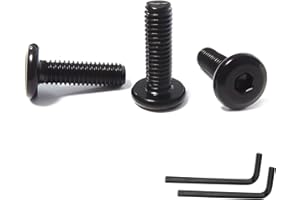 SHUNCHG 20 Pièces M6x25 Boulons à Tête Plate Hexagonale en Acier Inoxydable, Finition Noire Oxydée, Vis de Connexion pour Meubles, Livrés Avec 2 Clés Hexagonales