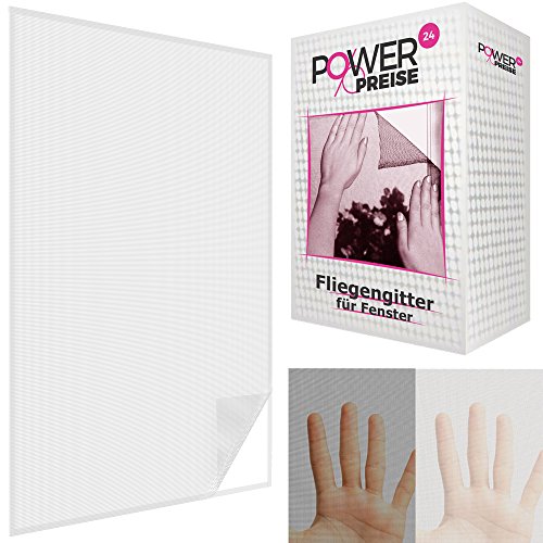 Fliegengitter für Fenster Fliegennetz aus Polyester mit 5,6 m Klettband Moskitonetz durchsichtig und individuell kürzbar, Farbe:Weiß, Größe:130 x 150 cm - 2