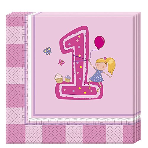 Erster Geburtstag Mädchen 2-lagige Papierservietten 33x33cm