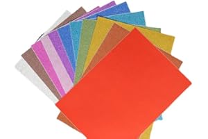 RUIYWEN 10 Fogli di Carta Adesiva Colorata A4 Cartoncino Adesivo Glitterato per Artigianato Fai da Te, Decorazioni Regalo e Album (10 Colori Casuali)