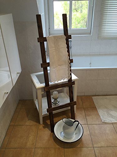 Uncle Joe´s 75763 Dekoleiter Handtuchhalter, vintage, shabby chic Holz 118 x 39 x 5 cm, Dunkelbraun - 2