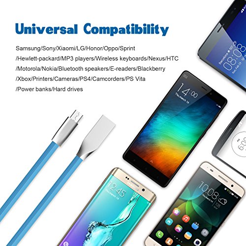 Globalink® Micro USB 2.0 Kabel [ 2 pack,2 m ]mit Zinklegierung-Stecker , Lade-, Verbindungs- und Datenkabel, Lebenslange Garantie, Perfekt für Samsung Galaxy, HTC, Huawei, Sony, Nexus, Nokia, Kindle und mehr(Blau) - 6