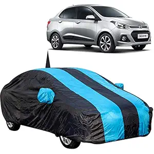 The Autostory 190 Taffeta Water Resistant Car Body Cover Compatible with Hyundai Xcent with Mirror & Antenna Pockets (Teak/Navy Blue)