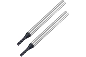 sourcing map Square Nose End Mill, 2mm Tip Dia Solid Carbide AlTiN Coated CNC Router Bits 4 Flute Spiral Milling Cutter HRC45 with 4mm Shank 50mm (2-inch) Length, 2pcs