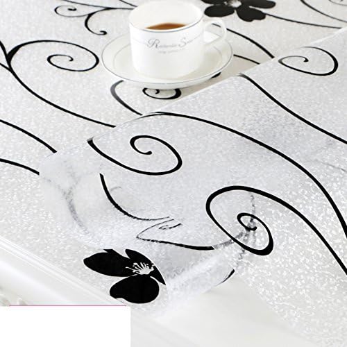 Pvc tablecloth table mats rectangular printing transparent waterproof and oil-E 100x100cm(39x39inch)