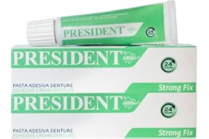 President KIT 2 PEZZI DI PASTA ADESIVA DENTURE. Fissaggio Forte della dentiera, Presa Rapida, Adesione duratura. Evita le infiltrazioni di cibo, infiammazioni e alitosi. Non irrita le gengive - 2x20g