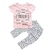 Internet for 9-24 Months Baby Infant Girls Clothes Printed T-shirt Tops+Pants (12 Months, Pink)