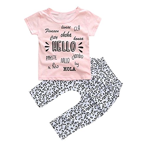Internet for 9-24 Months Baby Infant Girls Clothes Printed T-shirt Tops+Pants (12 Months, Pink)
