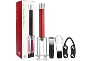 HUALEI-V Wino on The Go Wine Opening Set,Air Pressure Pump Wine Bottle Opener,Easy Cork Remover Corkscrew,Corkscrew Wine Opener Wine Opener Aluminum Alloy Handle(Red)