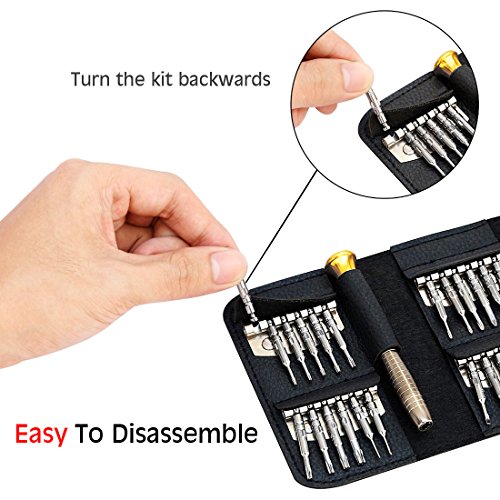 Migimi Gehärtet Mini Schraubendreher Set 25-teilig Präzisions Magnetisierbar Wechseleinsätze mit 2 Plektron Reparatur Set für Apple Handy PC Laptop Kamera, Brillen, Uhren Smartphone iPhone 6 6s plus - 2