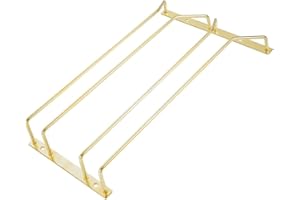 Dianoo Porta bicchieri da vino in oro, 35,5 cm, supporto per bicchieri da vino, supporto per calici da appendere, 2 file