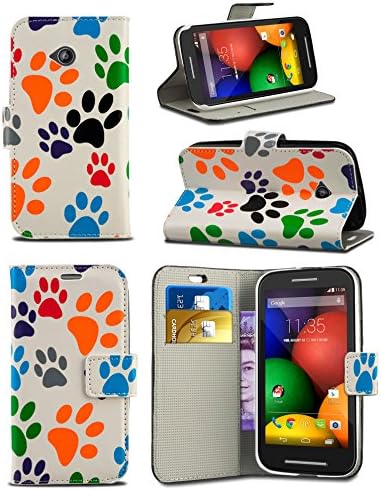 Apple iPhone 7 (4.7 inch) - Fun Colourful Printed Wallet Case Cover Creative Fresh Pattern Design with Integrated Stand - Dog Cat Animal Paw Foot Print