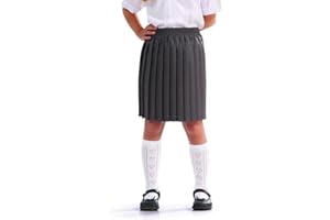 Miss Chief Girls School Skirt Pleated Elasticated Black Grey Navy Green Tartan Blue Formal