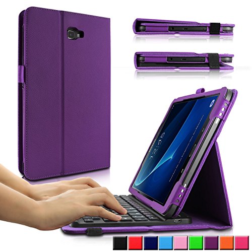 Samsung Galaxy Tab A 10.1 keyboard Tastatur Hülle, Infiland Bluetooth Tastatur Ultradünn leicht SmartShell Ständer Schutzhülle mit magnetisch abnehmbar drahtloser Bluetooth Tastatur für Samsung Galaxy Tab A 10.1 Zoll Wi-Fi/ LTE (2016) SM-T580N/SM-T585N Tablet-PC(QWERTZ Tastatur,Lila)