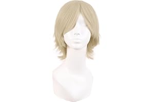 MapofBeauty 12 cali/30 cm moda boczna grzywka krótka prosta wysokotemperaturowa włókno cosplay peruki (blond)