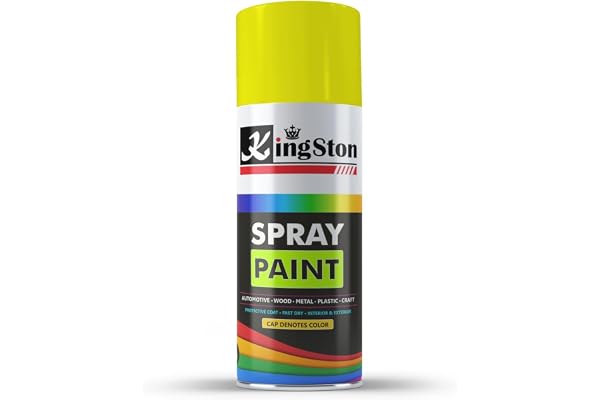 Kingston Acrylic Paint Spray (Glossy Black) Multi-Surface DIY Paint for metal, wood, wall 400ml Can - 1Pc (Lemon Yellow)