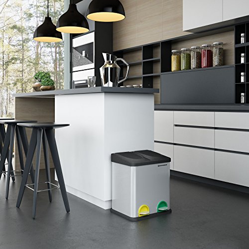 Songmics Mülleimer Abfallbehälter für Küche 30 L Treteimer Edelstahl mit Pedal LTB30L - 2