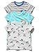 M&Co Baby Boy Cotton Short Sleeve Multi-Coloured Plain Stripe And Summer Themed Print T-Shirts Three Pack Blue 9/12 Mnths