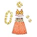 Produktbild VENI masee® Kunstrasen Rock Set 0.75 Liter, Hohe Qualität Hawaiian Hula Tänzerin Gras Rock mit Blumen Kostüm-Set, verschiedene Farben, Orange