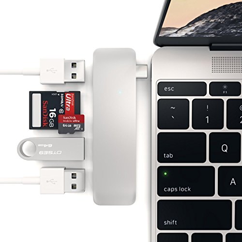 Satechi Typ-C USB 3.0 3 in 1 Combo Hub – 3-Fach Anschluss USB3.0 Hub, TF/MicroSD Karte & SD Speicherkarte Lesegerät Adapter für Notebook / Laptop / SD / MicroSD / Karten Alles in Einem (Silber) - 3