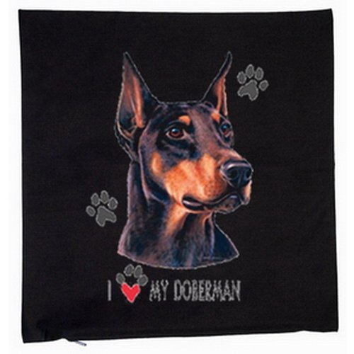 Kissen mit Innenkissen - Dobermann - Hunde Hundebesitzer Geschenk - mit 40x40cm - in schwarz : )
