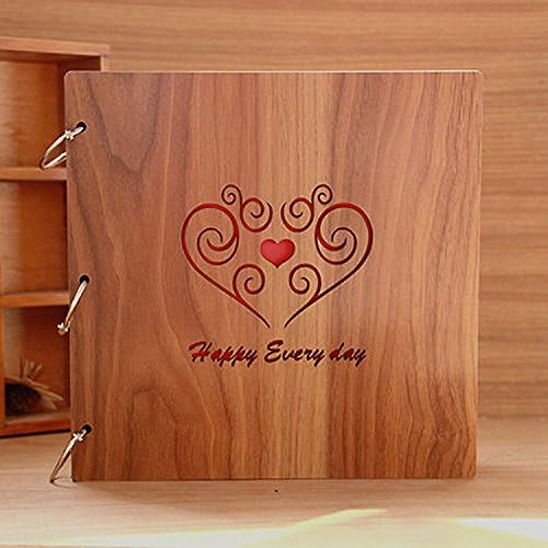 Aokayy Wooden Slip Ringbinder DIY Photo Album 12 Inch for Santa Claus Christmas Valentine`s Day Thanksgiving Weddings