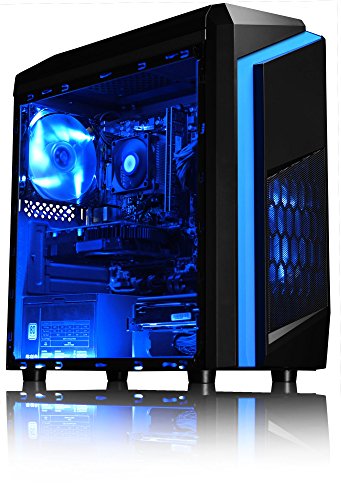 VIBOX Killstreak GS730-13 Gaming PC – 4,2GHz Intel i7 Quad Core CPU, GT 730 GPU, preiswerte, Familien, Desktop Gamer Computer mit Spielgutschein, Blau Innenbeleuchtung, lebenslange Garantie* (3,6GHz (4,2GHz Turbo) Superschneller Intel i7 7700 Kabylake Quad 4-Core Prozessor CPU, Nvidia GeForce GT 730 2GB Grafikkarte GPU, 16GB DDR4 2133MHz RAM, 1TB (1000GB) SATA III HDD 7200rpm Festplatte, 400W 85+ Netzteil, CIT F3 Blau Gaming Geh§use, Intel B250 LGA1151 Mainboard, Ohne Windows Betriebssystem) - 2