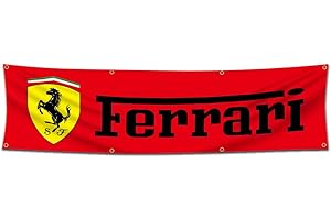 Bofanio Flag Compatible with Ferrari Flag Banner Decor Racing 2x8ft Banner for Garage Man Cave Dorm Room