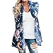 Produktbild Hülsen Wolljacke Gestrickt Damen Herbst Winter Langarm Warm Elegant Cardigan Strickwaren Hoodie Jumper Sweater Strickjacke Mäntel Tuniken Jacke Outwear, Kimono Blumenmuster (BU,XX-Large)