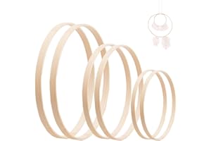 Gotetiso 6 Pezzi Anelli a Cerchio di Bambù Anelli di Ghirlanda in Bambù Dream Catcher Anelli Anelli a Cerchio Artigianali in Macramè Cornice Rotonda in Bambù per Decorazioni Fai Da Te Artigianato