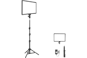 NEEWER 13" LED-videoljuspanel med stativ, dimbar tvåfärgad key light, 3200-5600K, CRI97+, 2400 Lux/0.5m, 8000mAh-batteri för