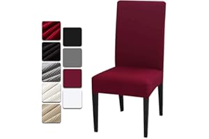 Dioxide Coprisedie con Schienale 6 Pezzi, Sedia Bi-Elastico per Una Misura Universale, Molto Facile da Pulire e Resistente, Coprisedile, Office, Arredamento Ristorante (Bordeaux,6)