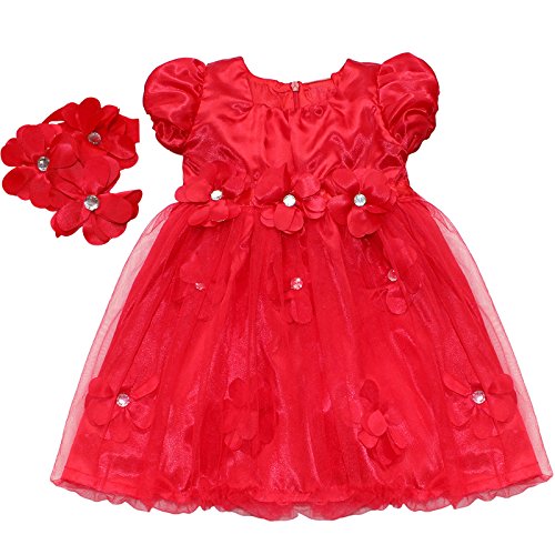 iiniim Little Girls Toddlers Flower Princess Tutu Dress with Petals Headband Party Pageant Clothing 6-12 Months