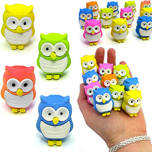 German Trendseller® – 12 x Eulen Radierer für Kinder ┃ Kindergeburtstag ┃ Mitgebsel ┃ 12 Stück - 5