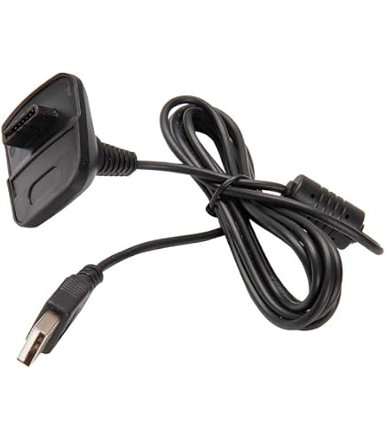 Câble USB Pour Manette Xbox 360 - Charge Et Connexion, Noir, Neuf Sous Blister