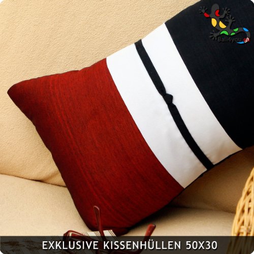 Bali Exklusiv Kissenhülle 50×30 Kissenbezug Sofa Kissen Bordaux/Tuschschwarz - 2