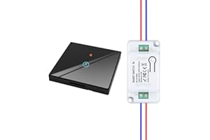 HYHIOTS Funkschalter Set, RF433 Lichtschalter Funk, 230V Funk-Sender-Sicherheitsschalter und Empfänger-Controller 10A, Funk Schalter, Wandlichtsschalter, Touch Lichtschalter Licht (Black 1V1H)