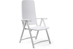 DECOR SPACE Decorspace Fauteuil "Nardi Darsena" avec accoudoirs et dossier réglable en 4 positions "Made in Italy" (Blanc)