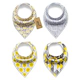 iZiv 4er Set Baby Bandana Geifer Lätzchen mit Justierbarem Druckknöpfen, Wasserdichte TPU Auskleidung für 0-2 Jahre (Farbe-6) - 6
